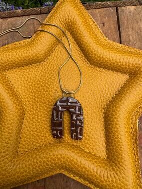 Horsehoe Pendant Necklace Ceramic Kiln Fired Handcrafted Pendant Jewelry